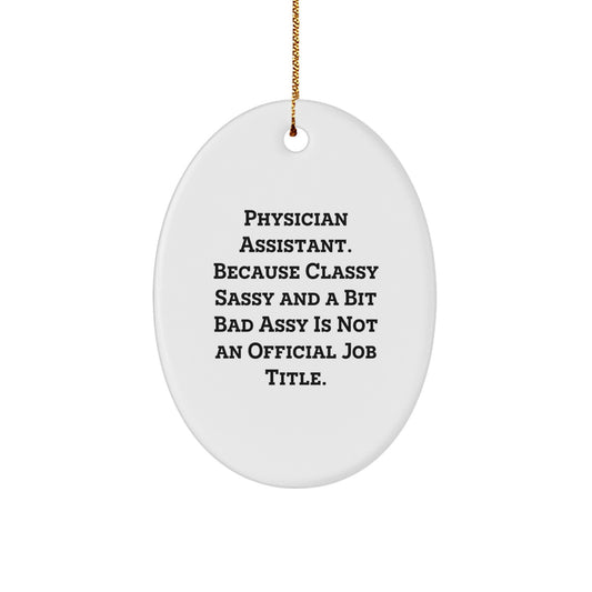 Gifts from Friends for Physician Assistant - Funny Oval Ornament, Physician Assistant Gifts, Christmas Decorations with Humor - Image 1