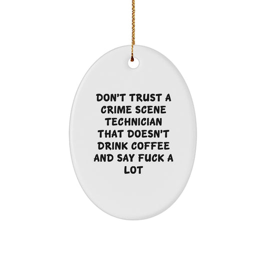 Funny Crime Scene Technician Gifts from Friends for Men on Christmas Unique Ornament Oval - Image 1