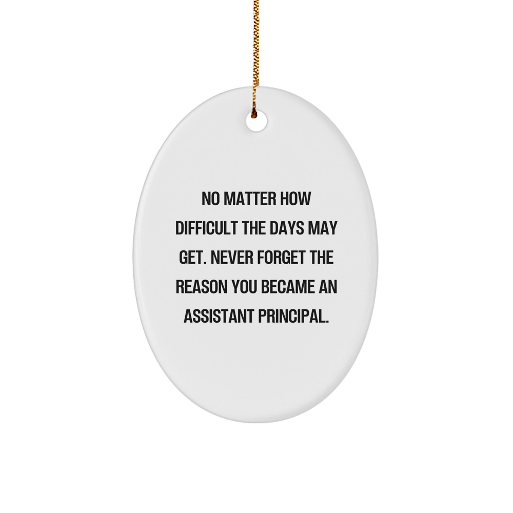 Funny Assistant Principal Gifts, Oval Ornament for Assistant Principals, Christmas Unique Inspirational Quotes - Image 1