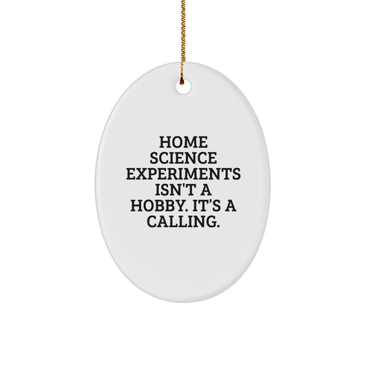Gifts from Men - Inspirational Home Science Experiments Gifts for Christmas Unique Oval Ornament, Home Science Experiments Isn't A Hobby. It's A Calling. - Image 1