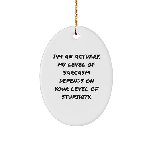Funny Actuary Gifts from Friends to Family - Oval Ornament for Actuary Men at Christmas - Image 1
