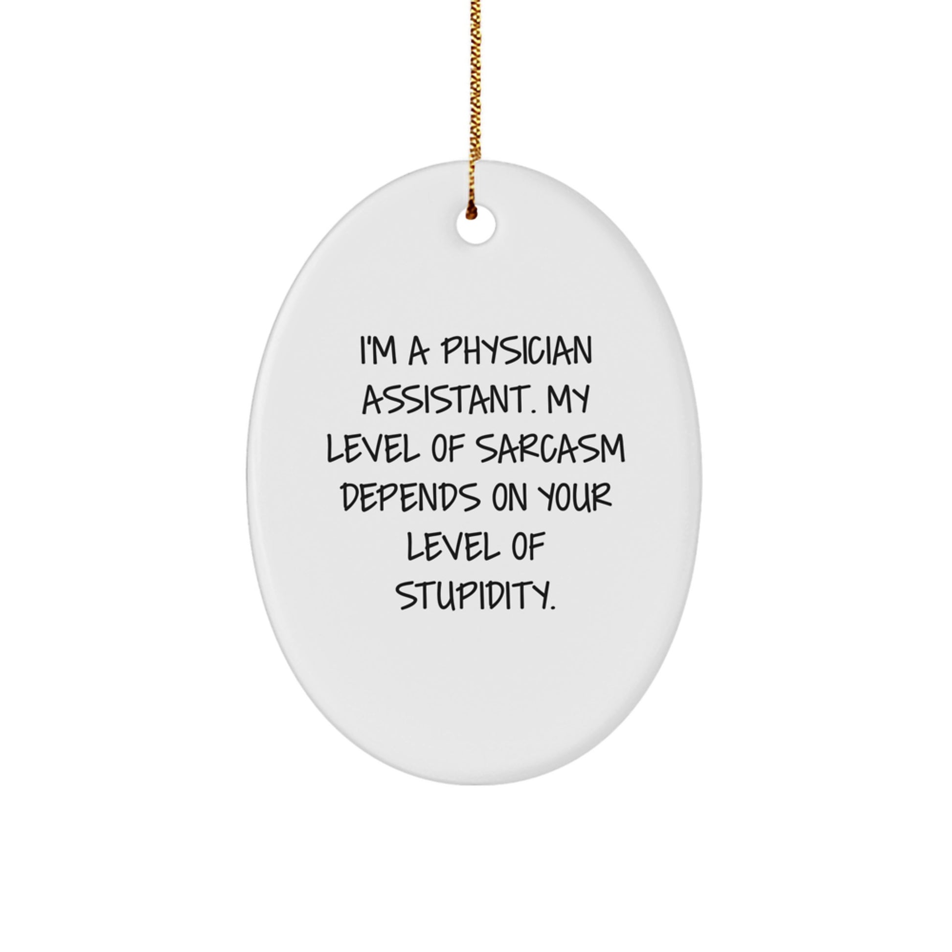 Funny Physician Assistant Gifts, Oval Ornament for Christmas Unique Gifts from Friends to Physician Assistant, Sarcastic Quote - Image 1