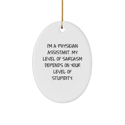 Funny Physician Assistant Gifts, Oval Ornament for Christmas Unique Gifts from Friends to Physician Assistant, Sarcastic Quote - Image 1