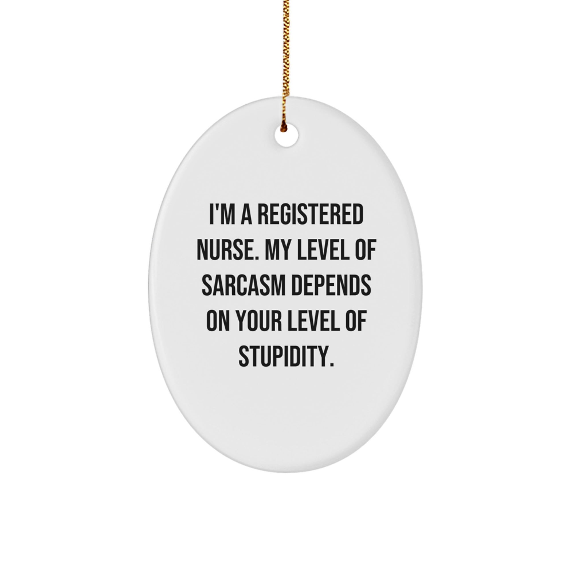 Funny Registered Nurse Oval Ornament Gifts from Friends for Christmas Unique Ideas - Image 1
