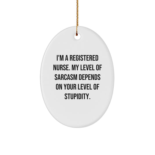 Funny Registered Nurse Oval Ornament Gifts from Friends for Christmas Unique Ideas - Image 1