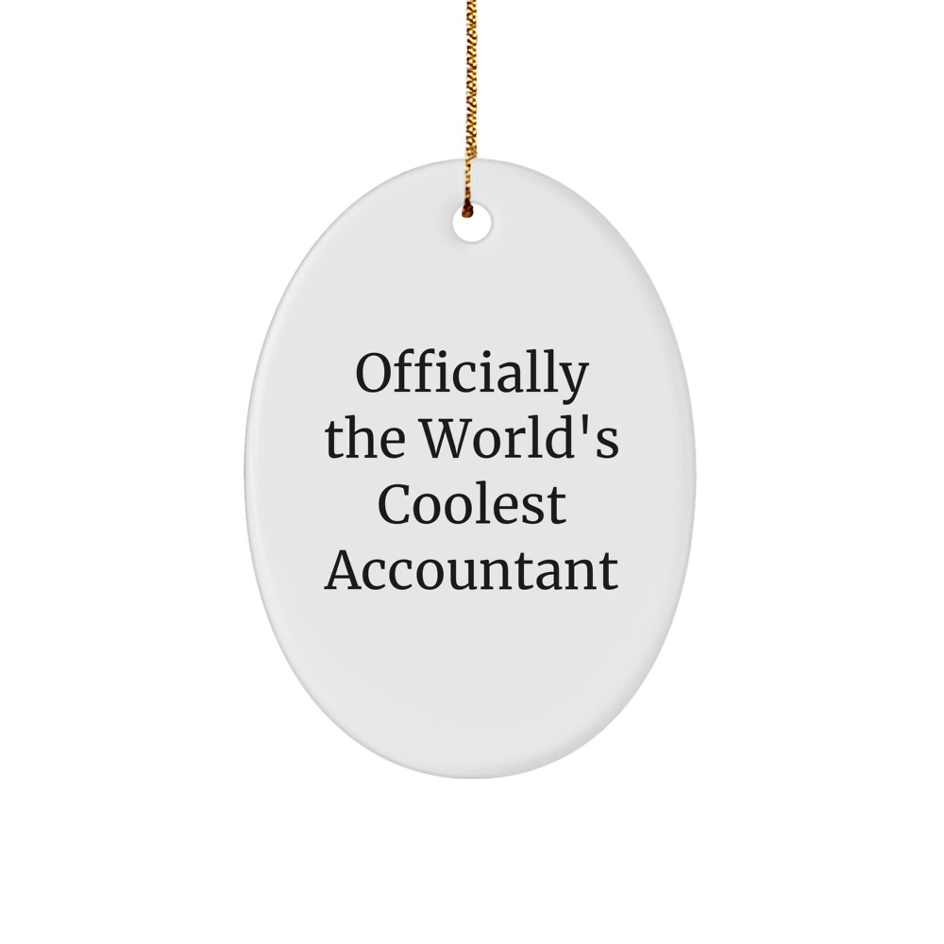 Funny Accountant Gifts for Men, Oval Ornament Officially The World's Coolest Accountant, Christmas Unique Gifts from Friends to Family - Image 1