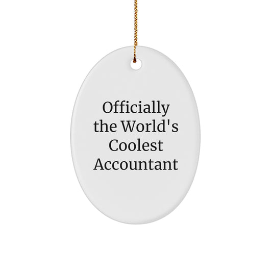 Funny Accountant Gifts for Men, Oval Ornament Officially The World's Coolest Accountant, Christmas Unique Gifts from Friends to Family - Image 1
