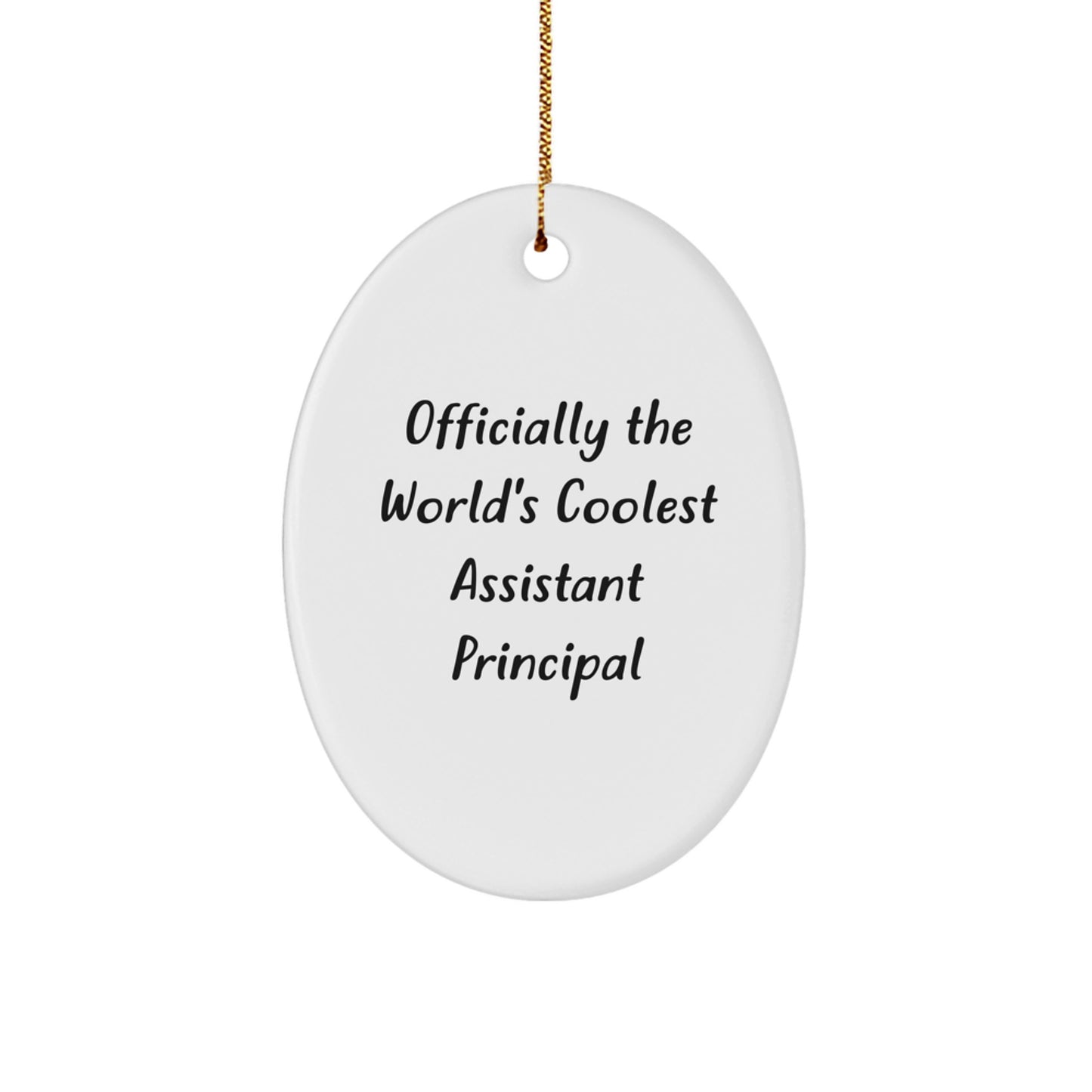 Funny Assistant Principal Christmas Unique Gifts for Men Friends from Family Oval Ornament - 'Officially The World's Coolest Assistant Principal' Quote - Image 1