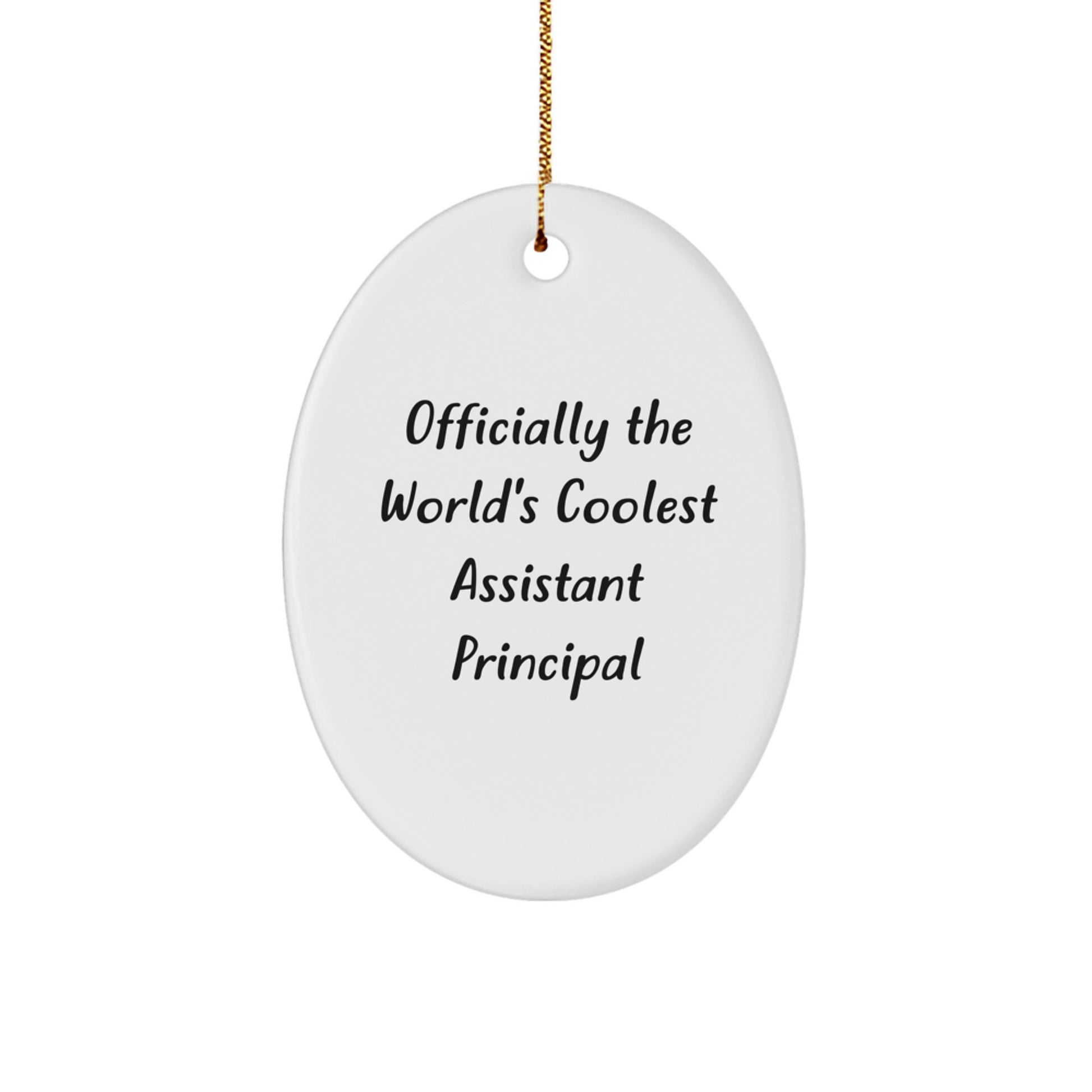 Funny Assistant Principal Christmas Unique Gifts for Men Friends from Family Oval Ornament - 'Officially The World's Coolest Assistant Principal' Quote - Image 1