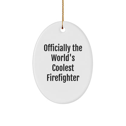 Funny Firefighter Oval Ornament Gifts from Friends for Men, Christmas Unique - Image 1
