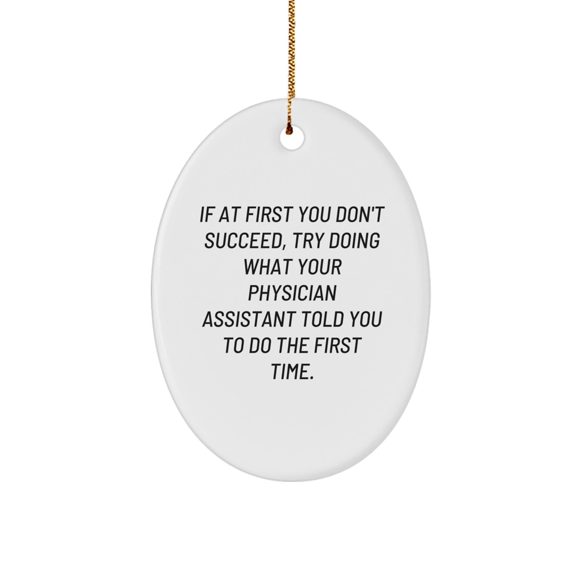 Funny Physician Assistant Gifts from Men to Coworkers, Oval Ornament with Encouragement Quote, Unique Christmas Decorations for Home - Image 1