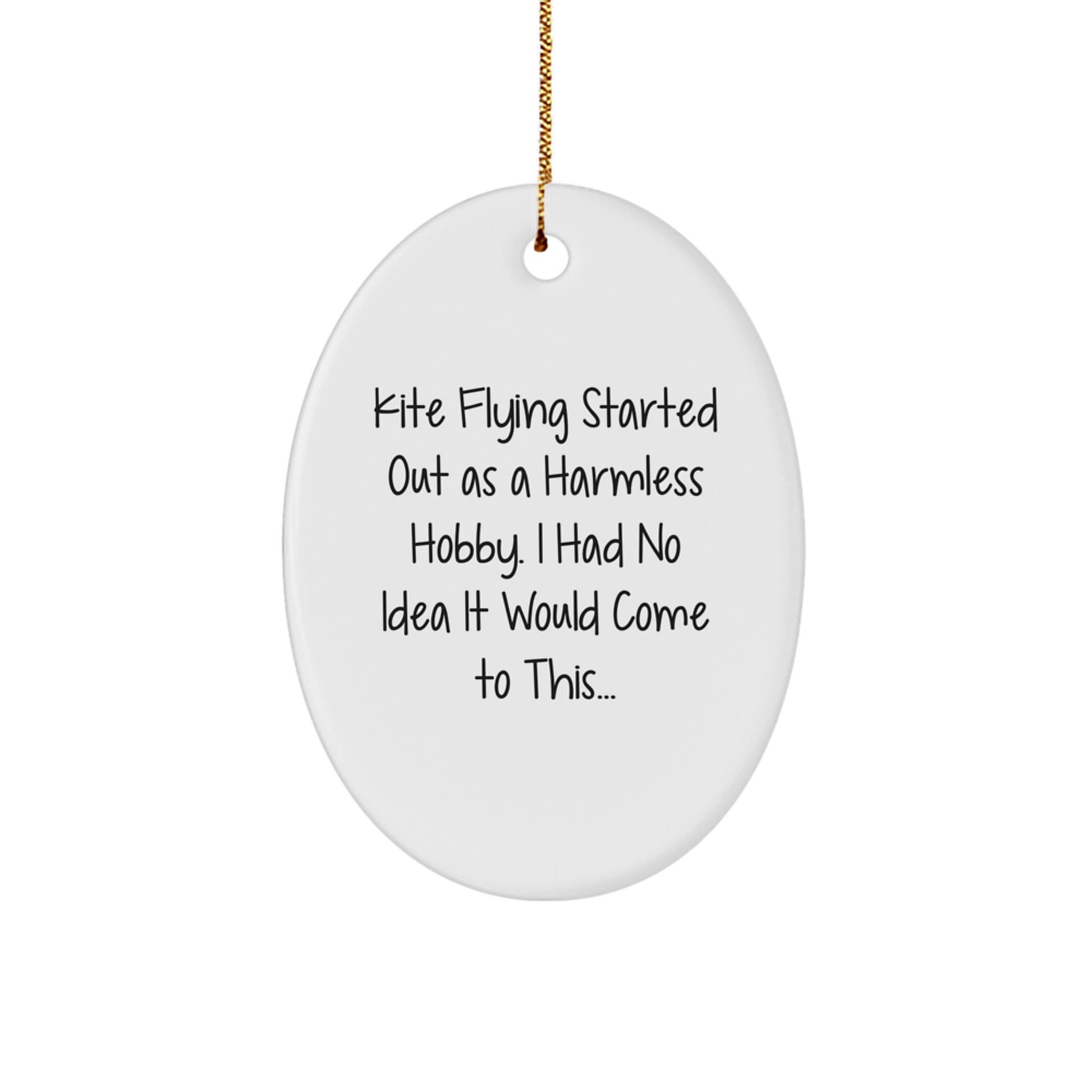 Funny Kite Flying Gifts for Men from Friends - Oval Ornament - Kite Flying Started Out As A Harmless Hobby I Had No Idea It Would Come To This - Christmas Unique Gifts - Image 1