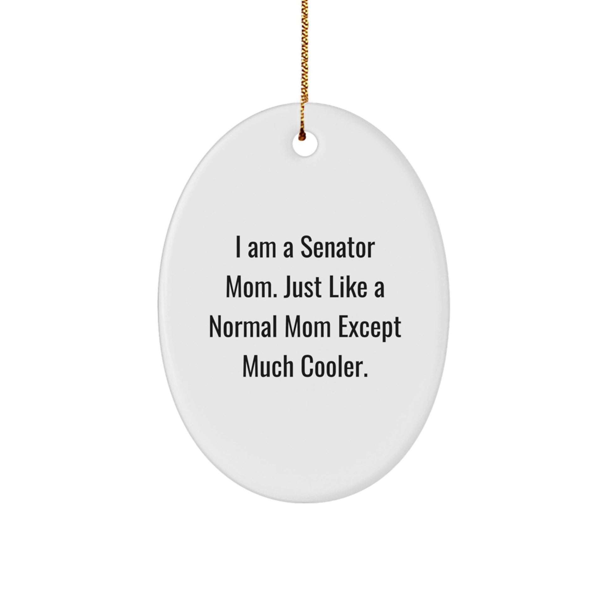 Oval Ornament Gifts from Men for Senator - Funny Senator Mom Quote - Christmas Unique Gifts for Senator Mom - Image 1