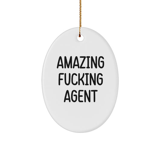 Funny Agent Christmas Unique Gifts from Friends - Oval Ornament - Image 1