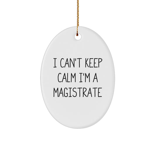 Funny I Can't Keep Calm I'm A Magistrate Oval Ornament Gifts from Friends and Family for Christmas Unique Gifts - Image 1