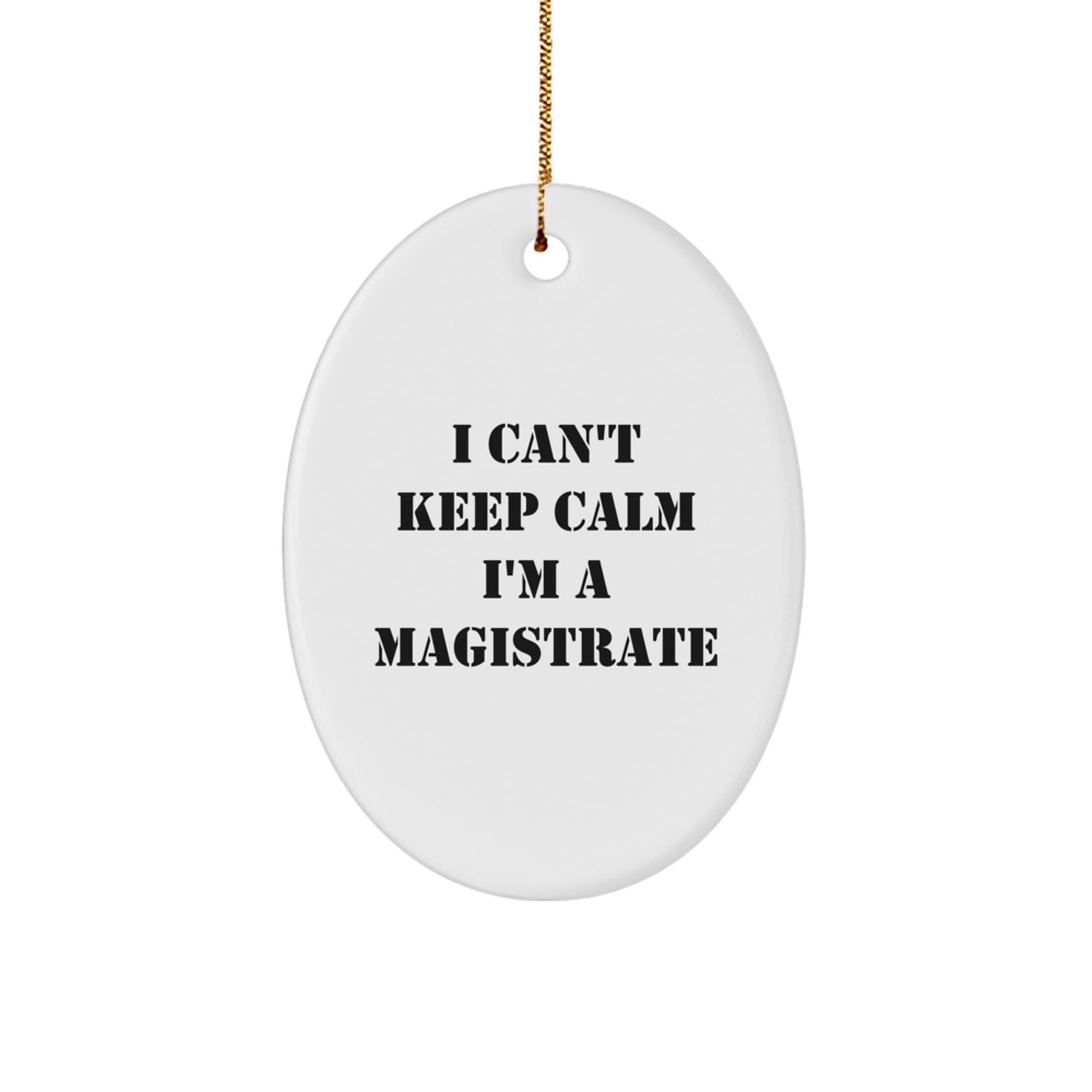 Funny Magistrate Gifts for Men, Oval Ornament with I Cant Keep Calm Im A Magistrate Quote, Christmas Unique Gifts from Friends - Image 1