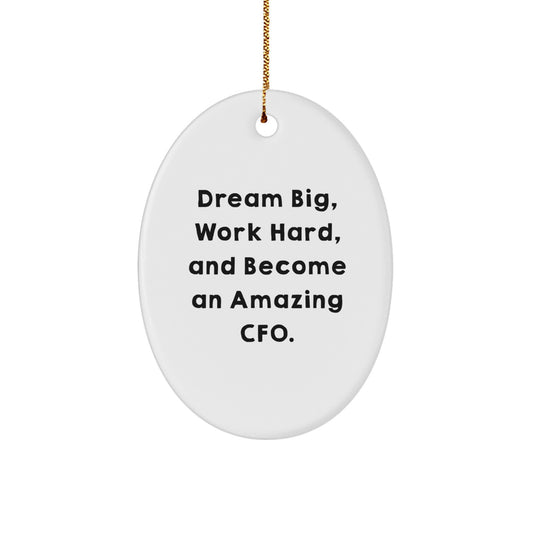 Funny CFO Gifts from Mom, Oval Ornament, Dream Big and Work Hard Quote - Unique Christmas Unique Gifts for CFO, Men, Women, Friends, Coworkers, Family - Image 1