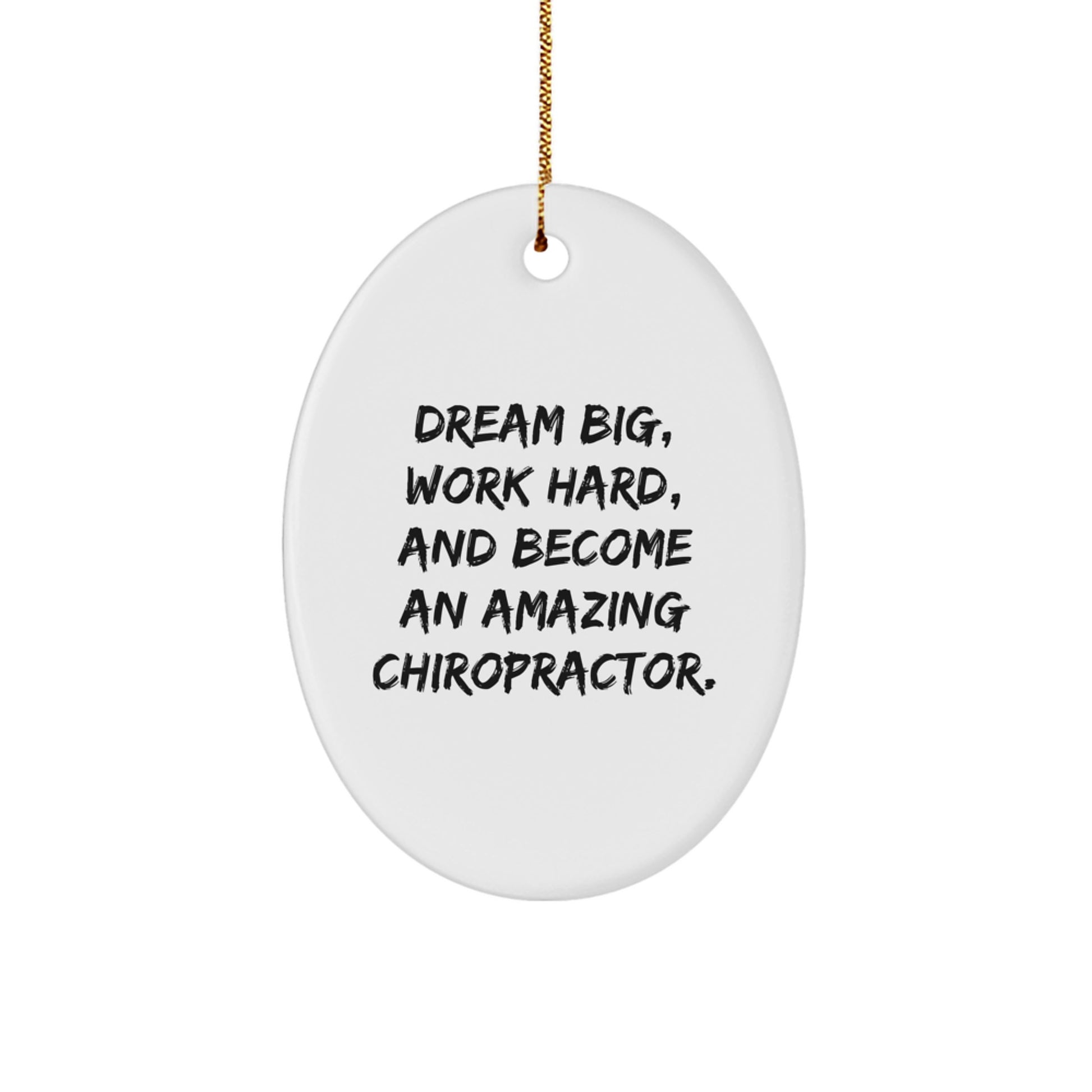 Funny Chiropractor Gifts for Men, Women, or Coworkers - Oval Ornament Quote 'Dream Big, Work Hard, And Become An Amazing Chiropractor' - Christmas Unique Gift - Image 1