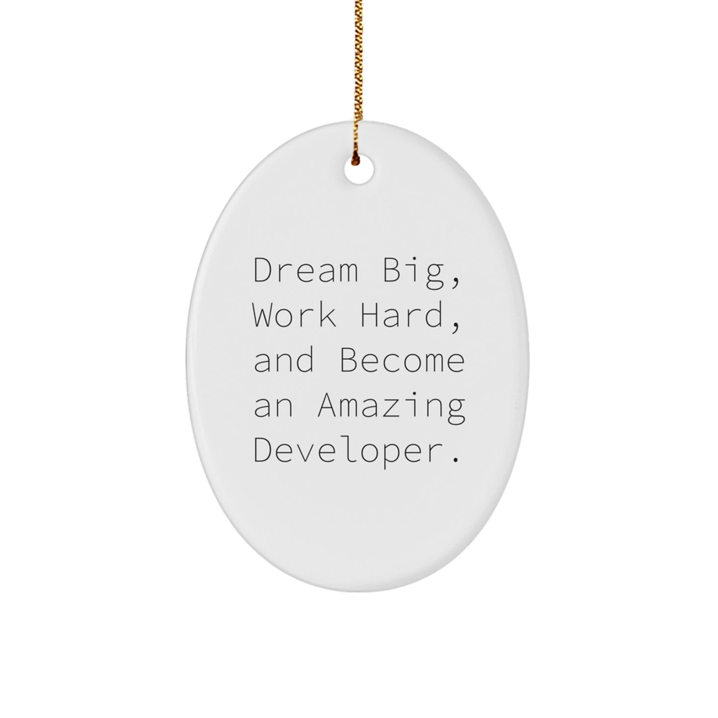Developer Oval Ornament Gifts from Friends for Men - Dream Big, Work Hard, Become Amazing - Christmas Unique Ornaments - Image 1