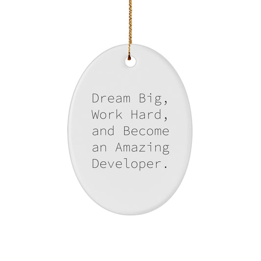 Developer Oval Ornament Gifts from Friends for Men - Dream Big, Work Hard, Become Amazing - Christmas Unique Ornaments - Image 1