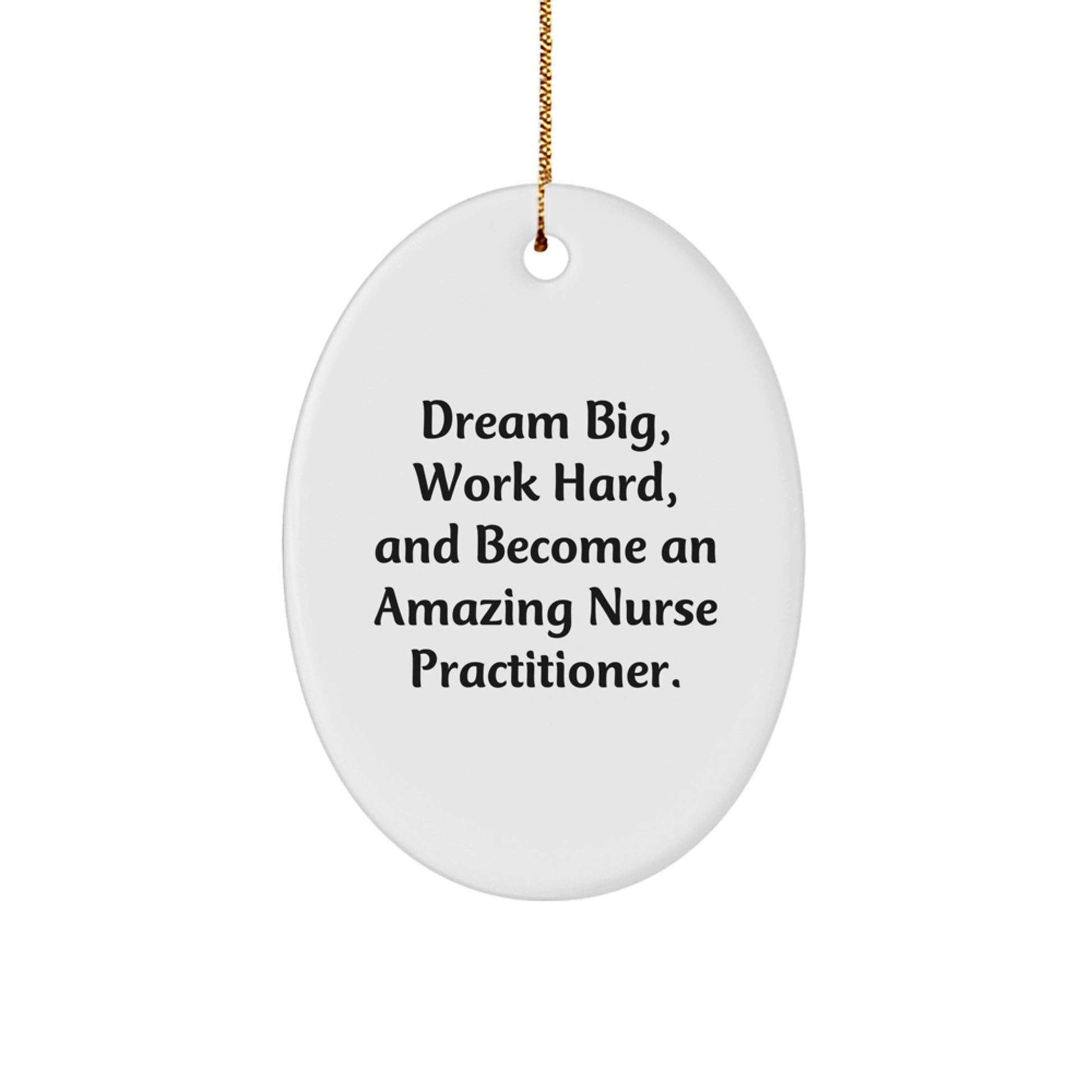 Unique Nurse Practitioner Oval Ornament Gifts from Friends for Christmas - 'Dream Big, Work Hard, And Become An Amazing Nurse Practitioner.' - Image 1
