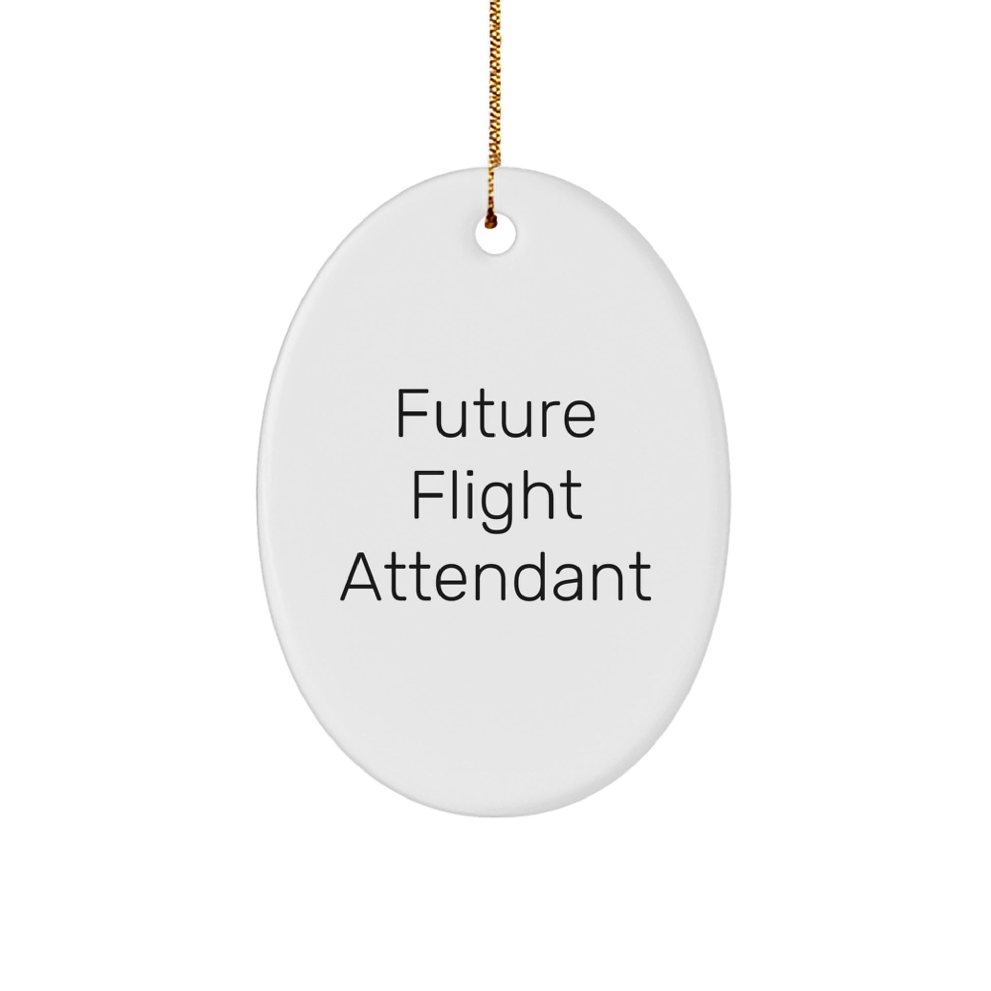 Funny Future Flight Attendant Oval Ornament, Flight Attendant Gifts for Men or Women, Christmas Unique Gifts from Family or Friends - Image 1