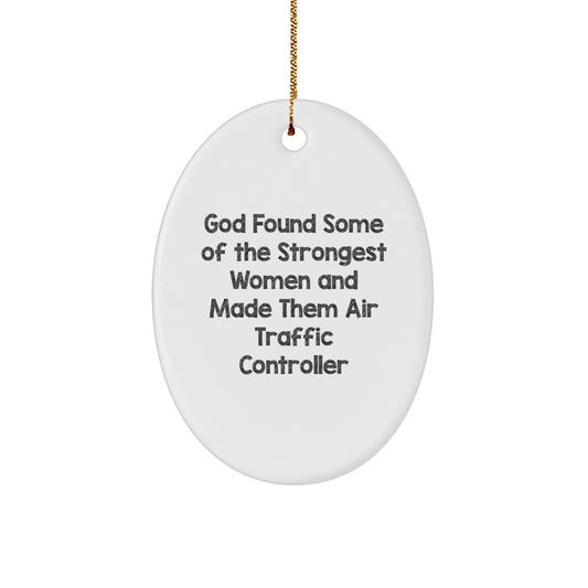 Funny Air Traffic Controller Gifts for Women, Oval Ornament Christmas Unique Gifts from Family to Air Traffic Controller - Image 1