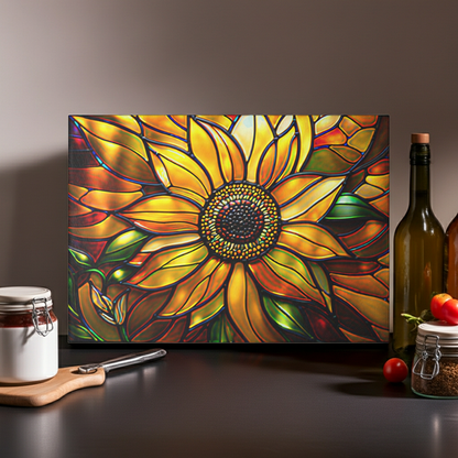 Vibrant Sunflower Glass Cutting Board, Kitchen Decor, Gift for Home Chefs, Unique Kitchen Accessories, Summer Gathering Decoration - Mallard Moon
