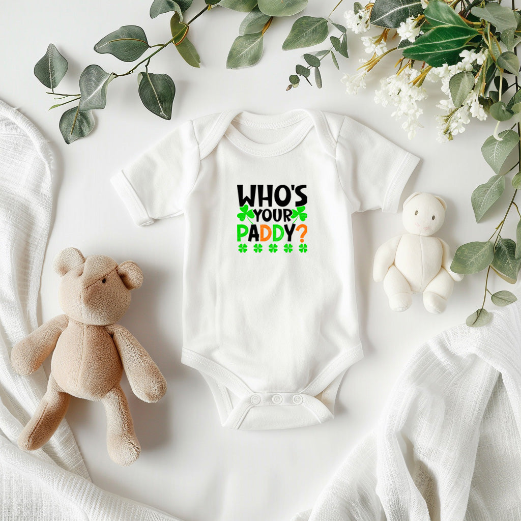 Who’s Your Paddy? St. Patrick’s Day Baby Bodysuit – Funny Shamrock Onesie – Soft Cotton Infant Romper – Cute Irish HHoliday Outfit & Baby Gift - Mallard Moon Gift Shop