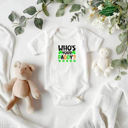 Who’s Your Paddy? St. Patrick’s Day Baby Bodysuit – Funny Shamrock Onesie – Soft Cotton Infant Romper – Cute Irish HHoliday Outfit & Baby Gift - Mallard Moon Gift Shop