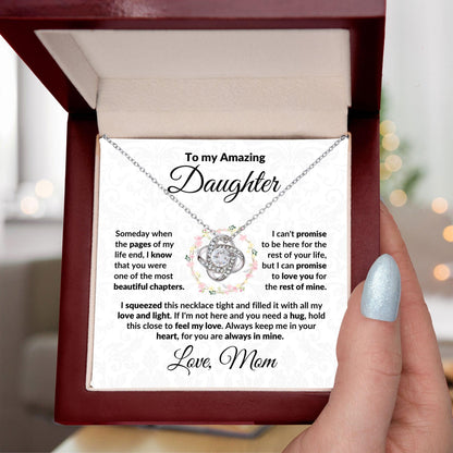 To My Amazing Daughter - I Promise - Love Knot Necklace with Message Card and Gift Box - Mallard Moon Gift Shop