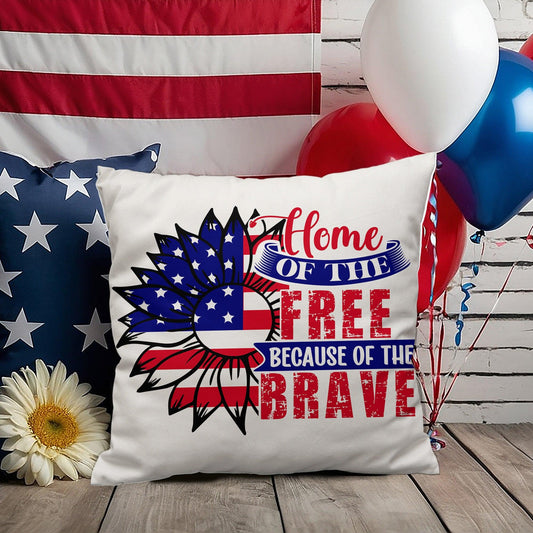 Home of the Free Because of the Brave Patriotic Indoor-Outdoor Pillow - Mallard Moon Gift Shop