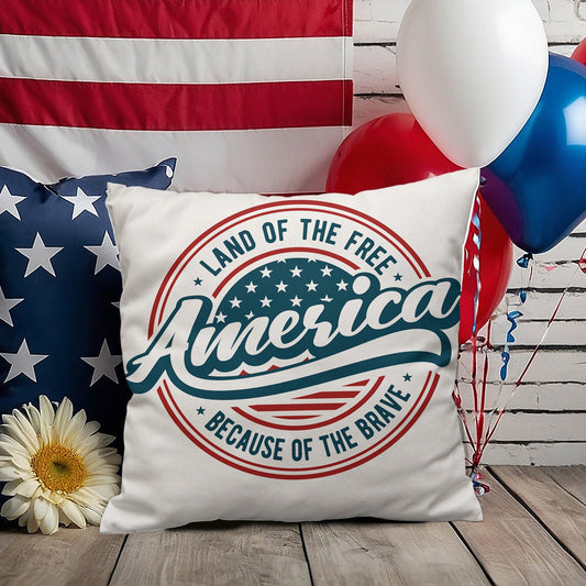 America Land of the Free Patriotic Indoor-Outdoor Pillow - Mallard Moon Gift Shop