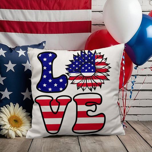 Love America Patriotic Indoor-Outdoor Pillow - Mallard Moon Gift Shop