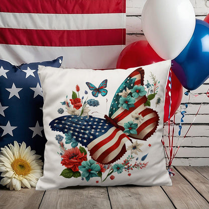 Butterfly Bouquet Patriotic Indoor-Outdoor Pillow - Mallard Moon Gift Shop