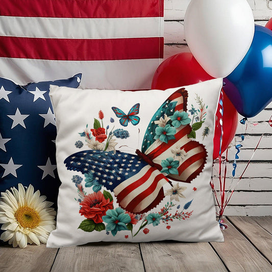 Butterfly Bouquet Patriotic Indoor-Outdoor Pillow - Mallard Moon Gift Shop