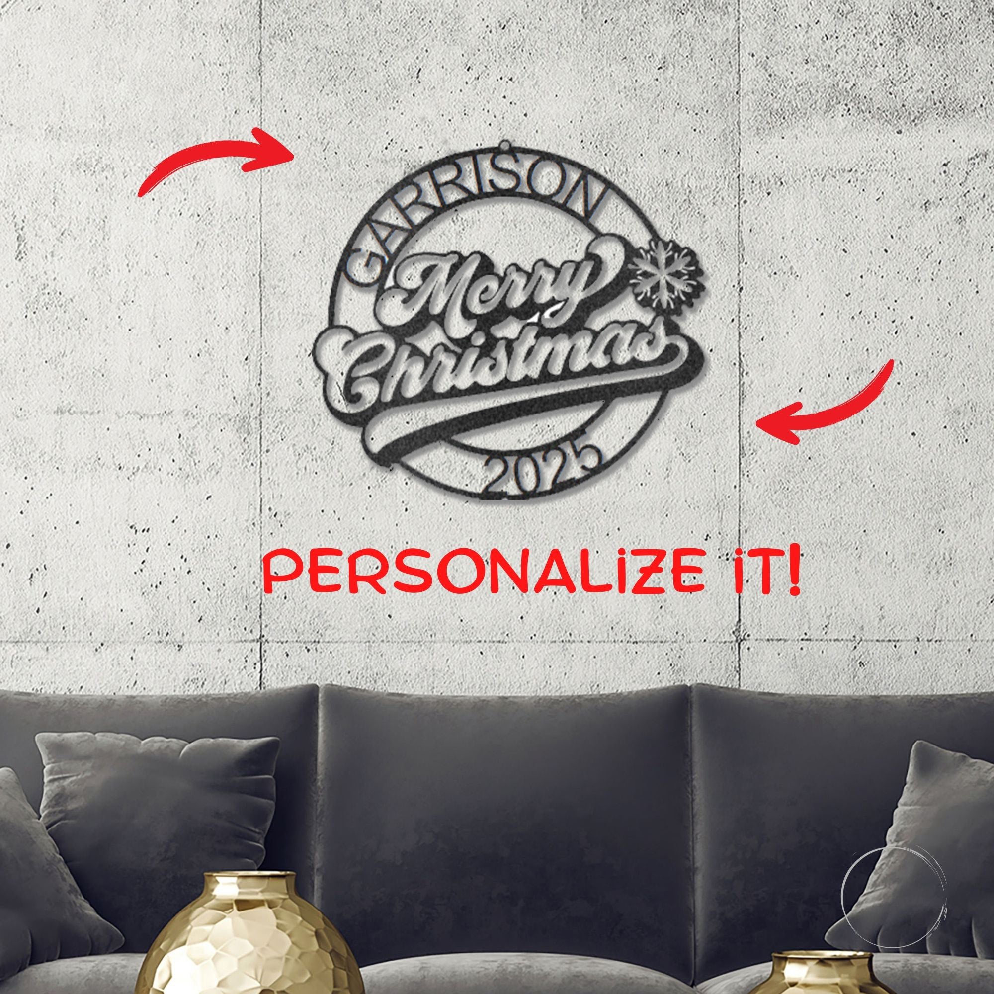 Personalized Merry Christmas Metal Wall Art – Custom Family Name Holiday Sign – Handmade Steel Décor (5 Sizes, 5 Colors) - Mallard Moon