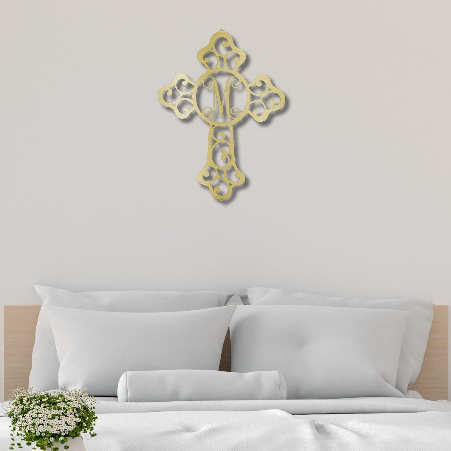 Personalized Cross Indoor Outdoor Metal Wall Art Sign - Mallard Moon Gift Shop