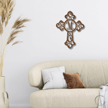 Personalized Cross Indoor Outdoor Metal Wall Art Sign - Mallard Moon Gift Shop