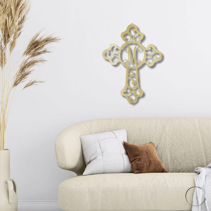 Personalized Cross Indoor Outdoor Metal Wall Art Sign - Mallard Moon Gift Shop