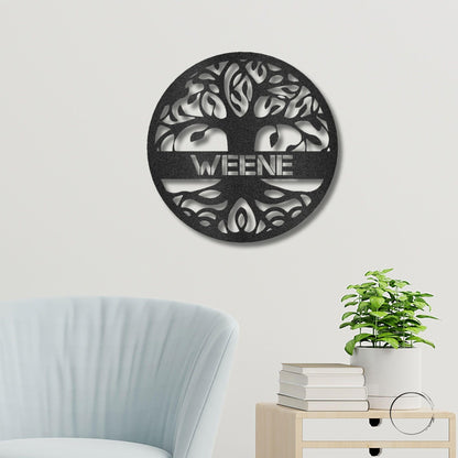 Personalized Family Name Tree of Life Indoor Outdoor Steel Wall Sign Metal Art - Mallard Moon Gift Shop
