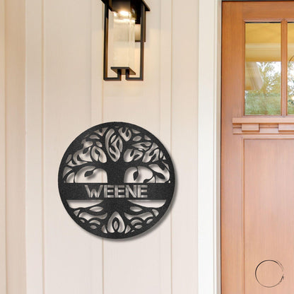 Personalized Family Name Tree of Life Indoor Outdoor Steel Wall Sign Metal Art - Mallard Moon Gift Shop