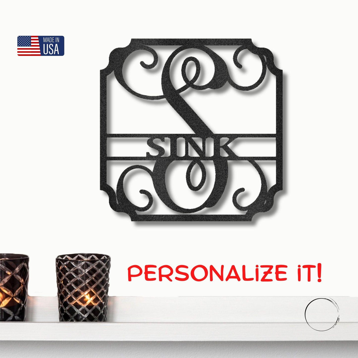 Personalized Monogram Metal Wall Sign: A Statement of Elegance & Identity - Mallard Moon Gift Shop