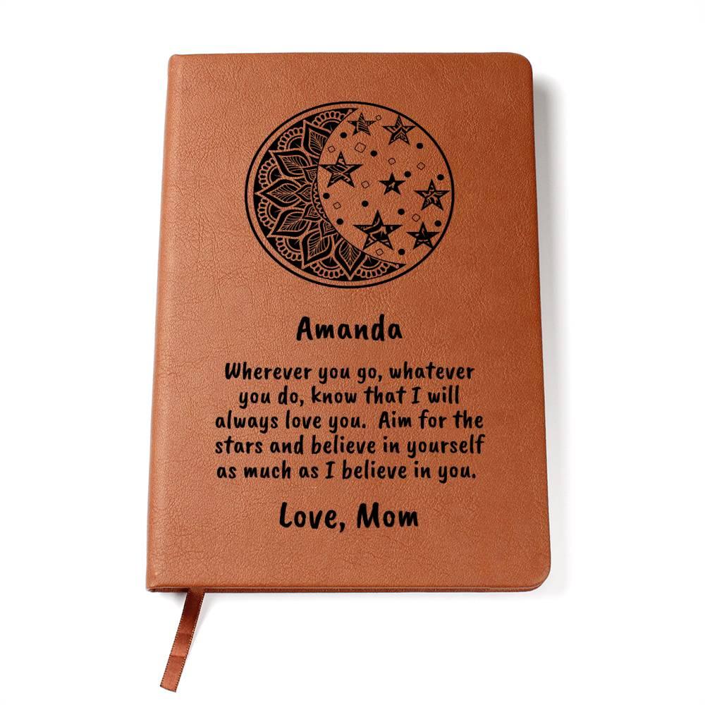 Personalized Moon and Stars I Believe in You Graphic Leather Journal - Mallard Moon Gift Shop