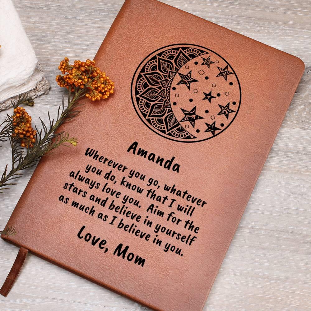 Personalized Moon and Stars I Believe in You Graphic Leather Journal - Mallard Moon Gift Shop