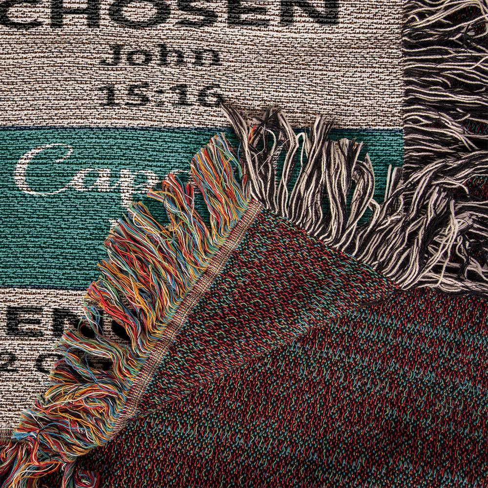 Personalized Photo and Name - God Says I Am Loved Gift for Son, Grandson, Godson Heirloom Woven Blanket - Mallard Moon Gift Shop