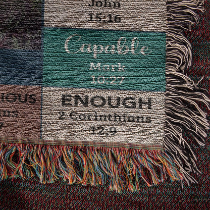 Personalized Photo and Name - God Says I Am Loved Gift for Son, Grandson, Godson Heirloom Woven Blanket - Mallard Moon Gift Shop