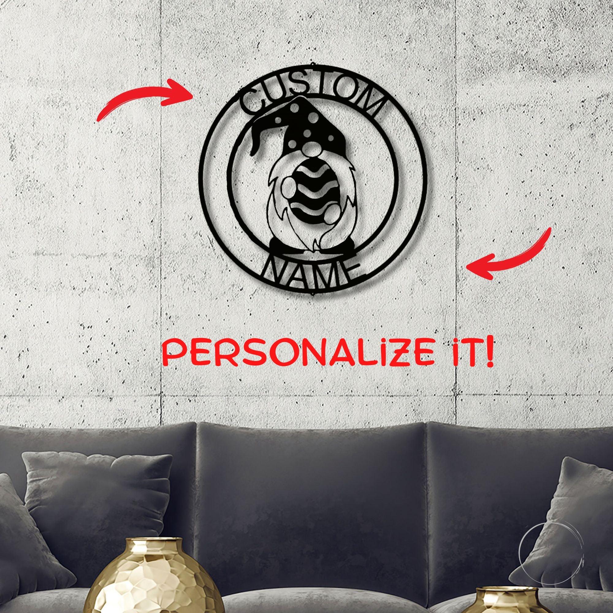 Gnome Easter Egg Custom Name Metal Art Wall Sign Home Decor - Mallard Moon Gift Shop