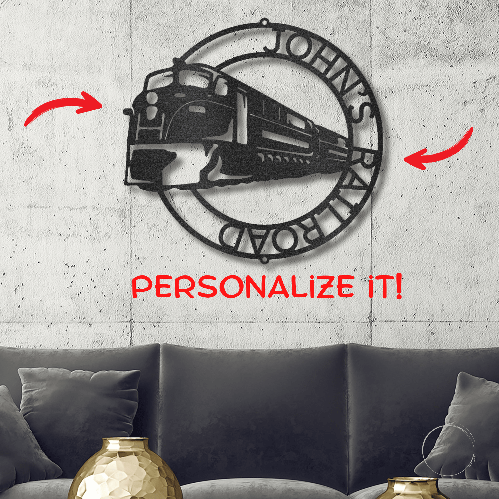 Train Ring Personalized Metal Art Steel Wall Sign - Mallard Moon Gift Shop