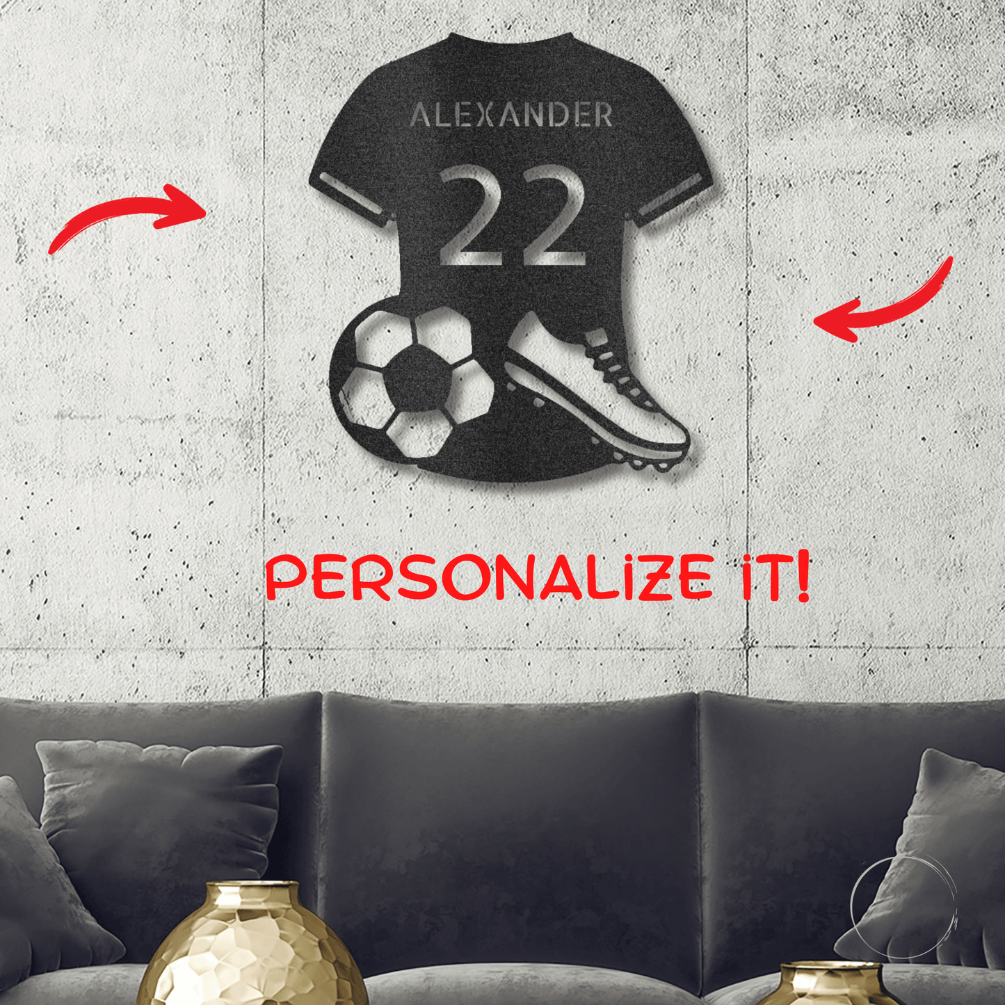 Soccer Jersey Monogram Custom Name Steel Sign Metal Wall Art - Mallard Moon Gift Shop